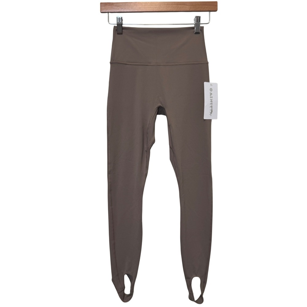 Athleta Transcend Stirrup Legging S Brown High Rise Vitafree Yoga Pilates Active